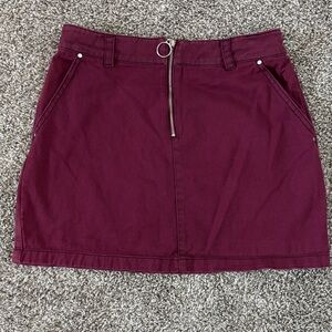 Burgandy Mini Skirt 100% Cotton Size M